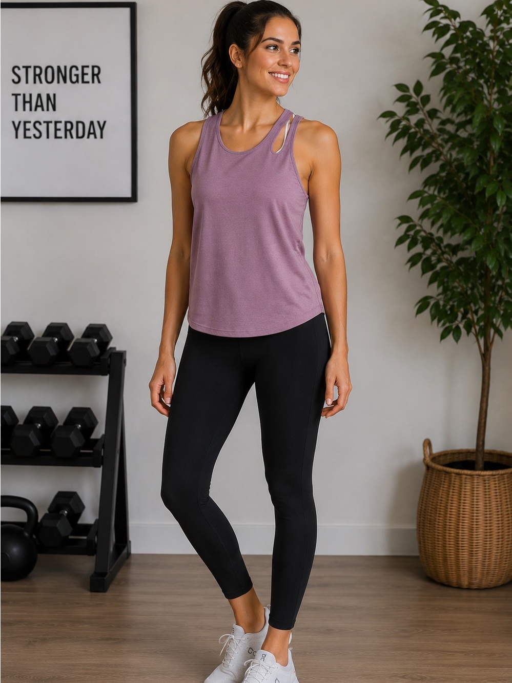 💜 Threads 4 Thought Reactive Mauve Cutout Strap Active Tank Top | Small | NWOT